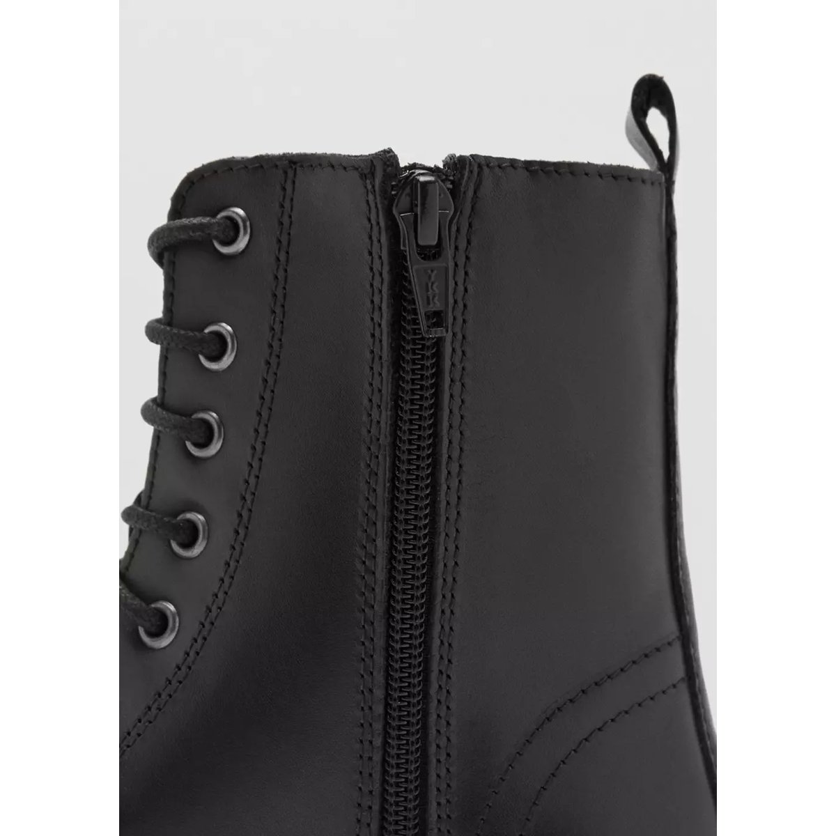 Bottines cuir lacets noir, MANGO TEEN