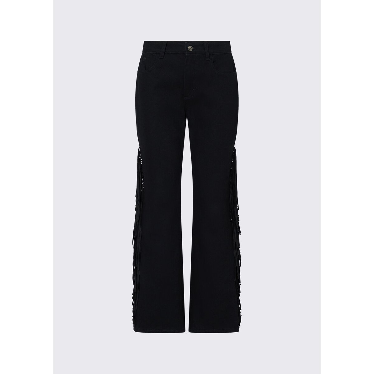 Jean droit avec franges denim noir, LIU JO