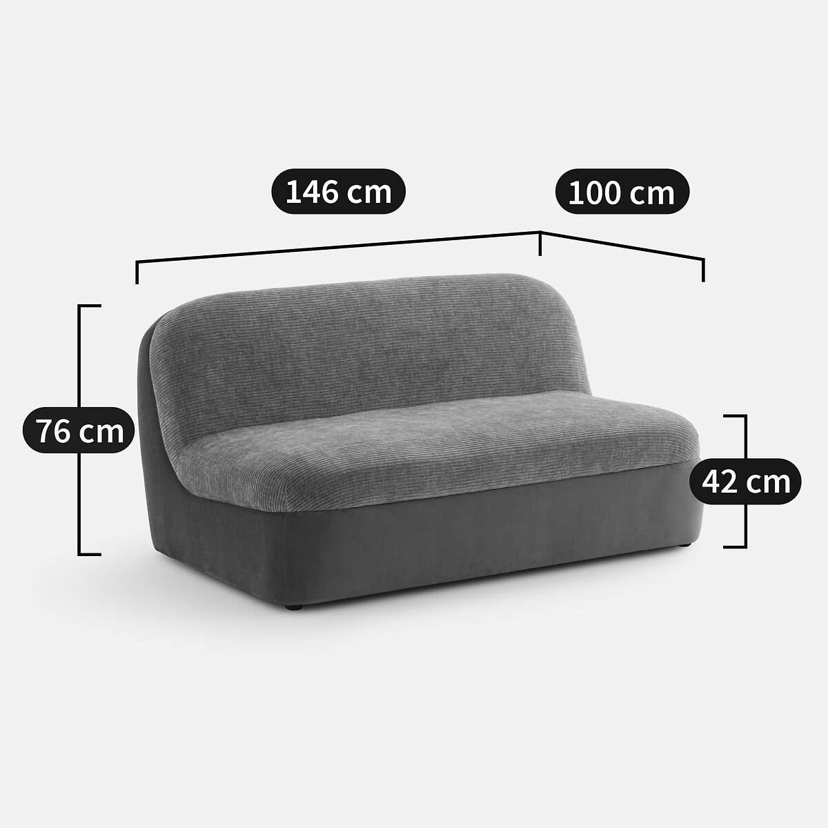 Banquette 2 places, velours, Ventis ocre, LA REDOUTE INTERIEURS