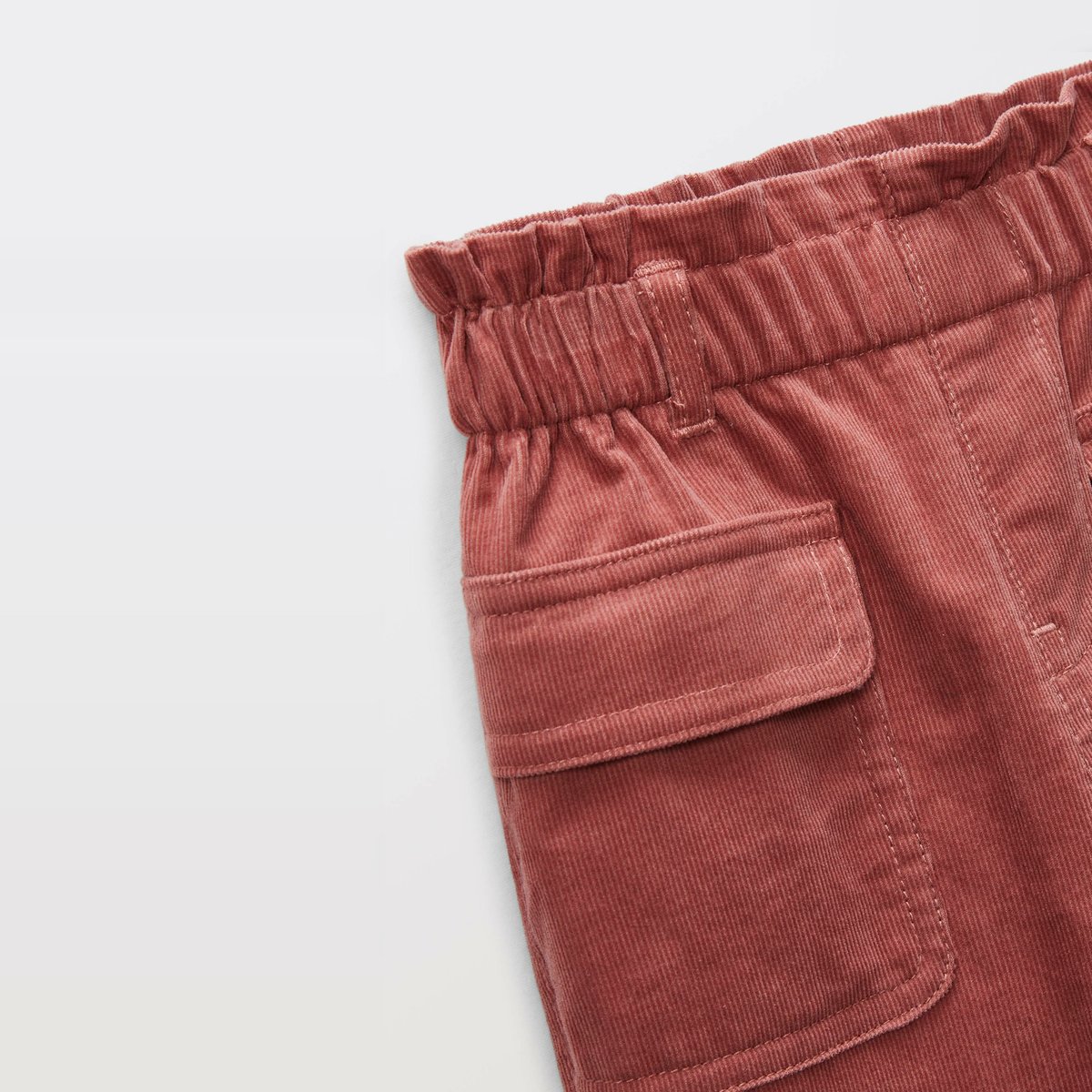 Pantalon taille élastique uni en velours en coton BIO GOTS blossom, BOUT'CHOU