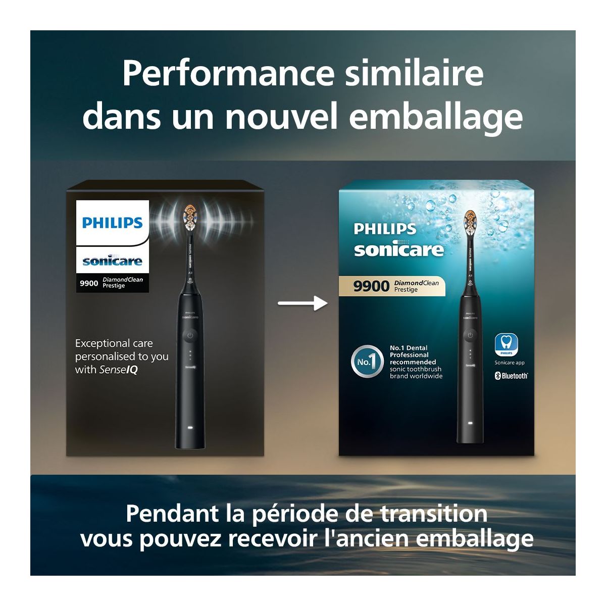 Brosse à dents électrique Sonicare Diamondclean Prestige 9900 HX9992/11 bleu, PHILIPS