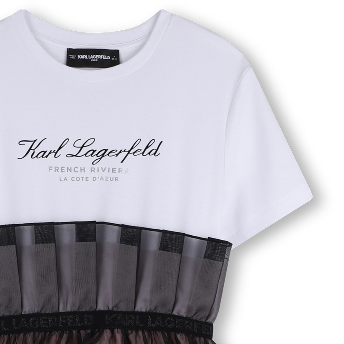 Robe de ceremonie manches courtes blanc rose, KARL LAGERFELD KIDS