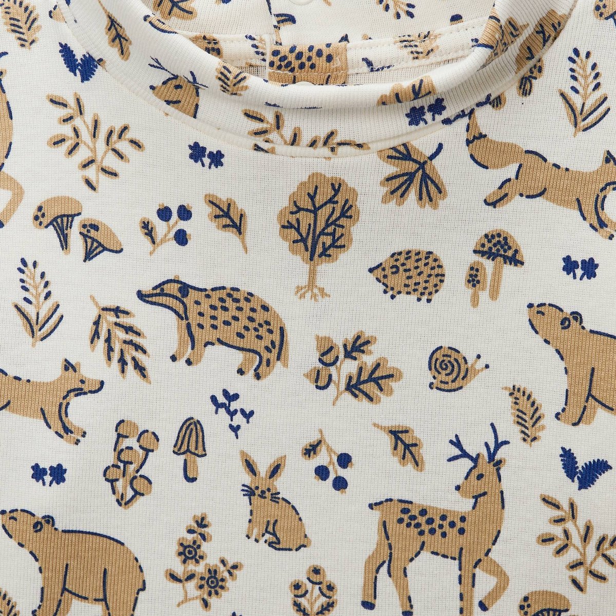 T-shirt manches longues col roulé imprimé en coton BIO GOTS naturel, BOUT'CHOU