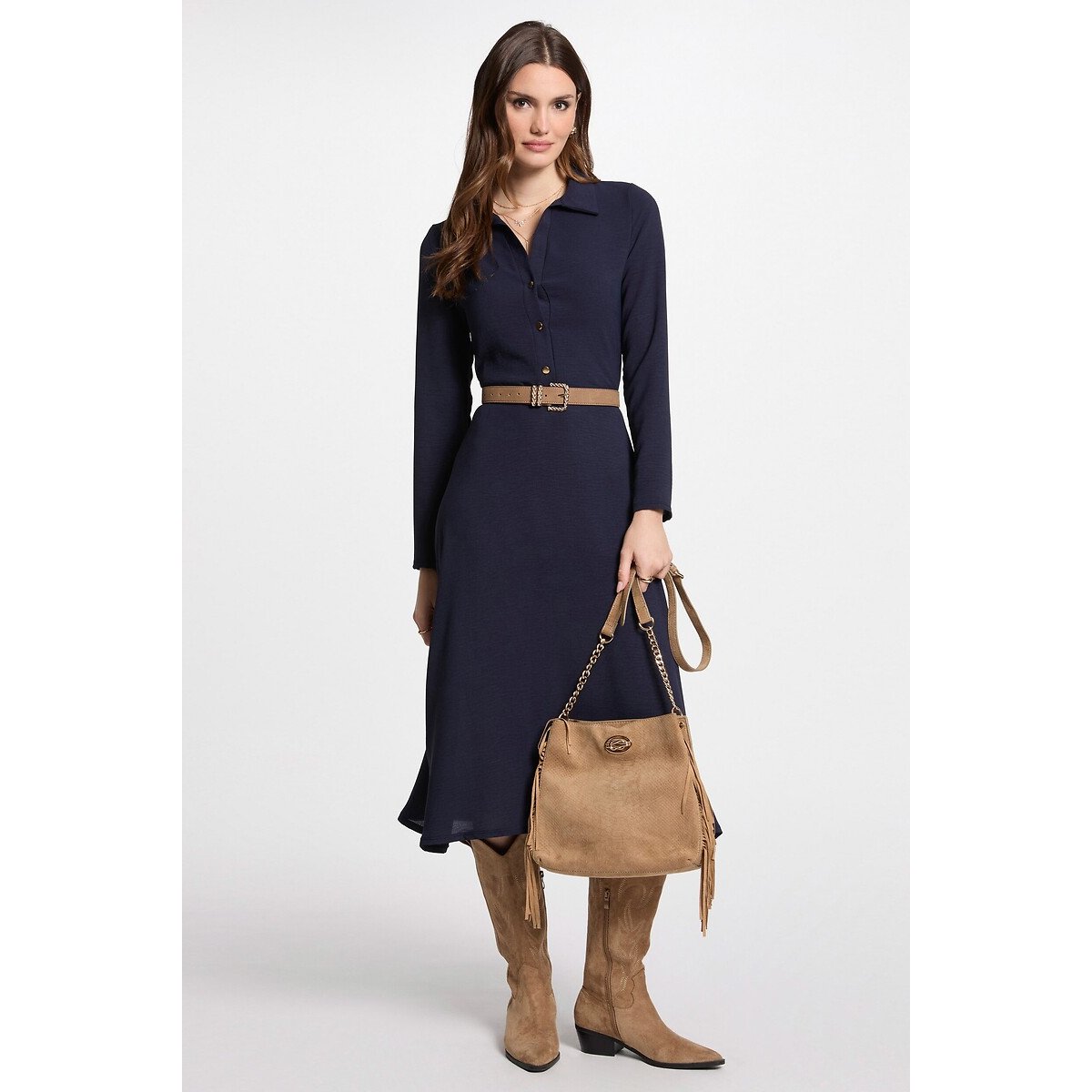 Draping Midi Dress navy, MORGAN