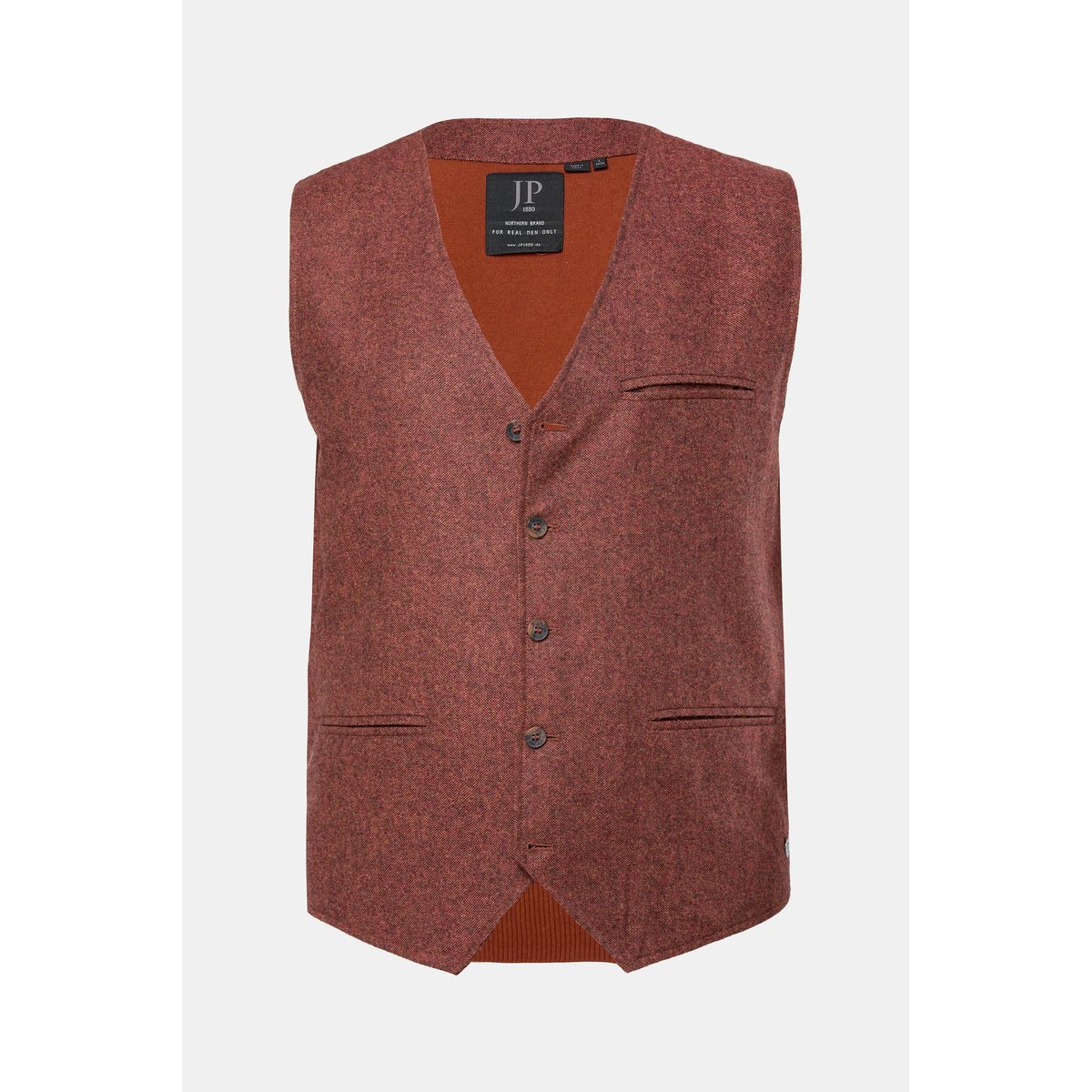 Gilet en tweed, lainage avec dos en maille rouge brique, JP1880