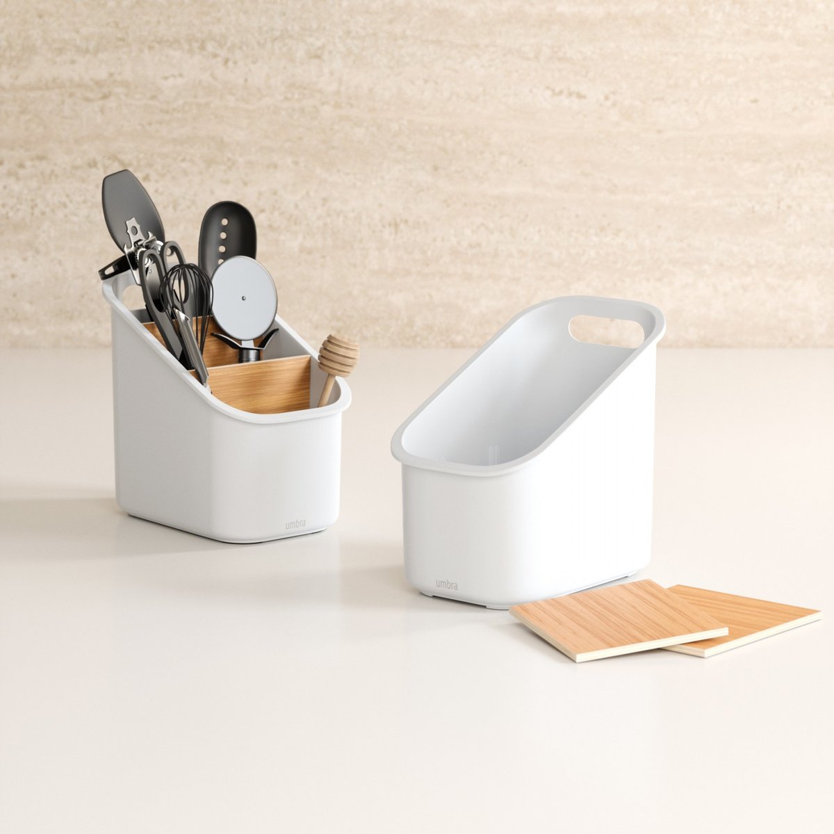 Porte-ustensiles rangement cuisine  BELLWOOD blanc, UMBRA