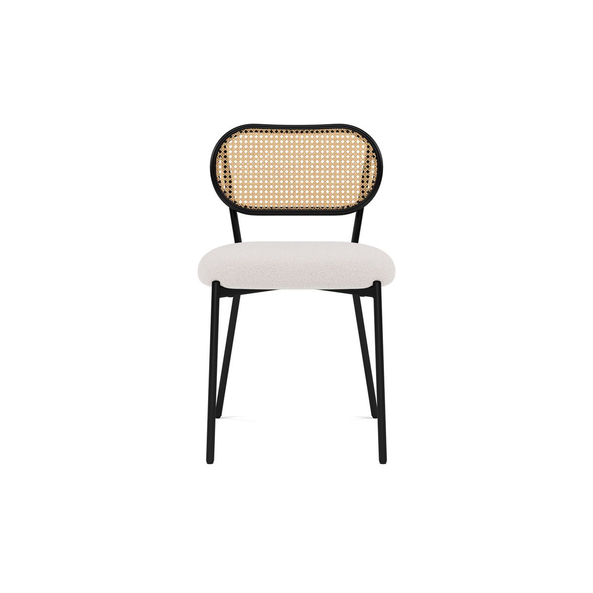 Lot de 2 chaises cannage tissu bouclette, LUCIANO beige, BEST MOBILIER
