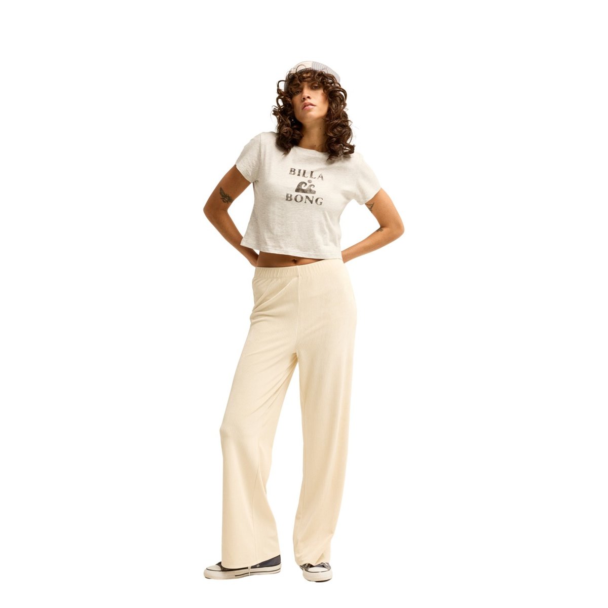 Pantalon en velours côtelé KEEP IT SUNNY blanc white cap, BILLABONG