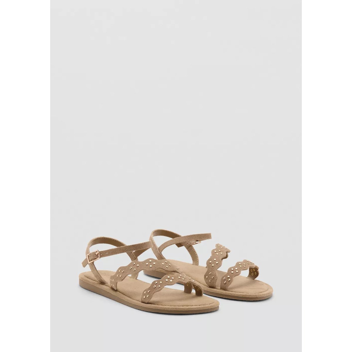 Sandales lanières cuir sable, MANGO KIDS