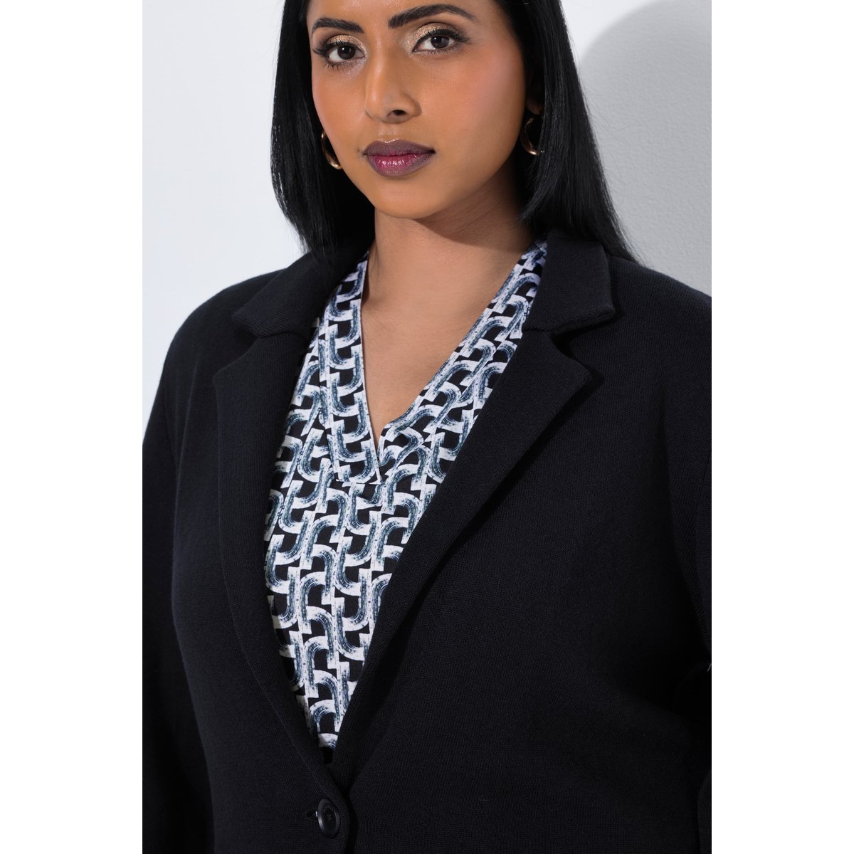 Blazer en maille, liserés scintillants noir, ULLA POPKEN