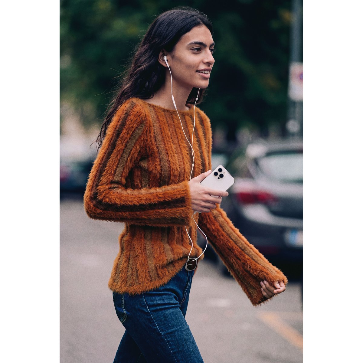 Pull côtelé avec poils marron, DESIGUAL