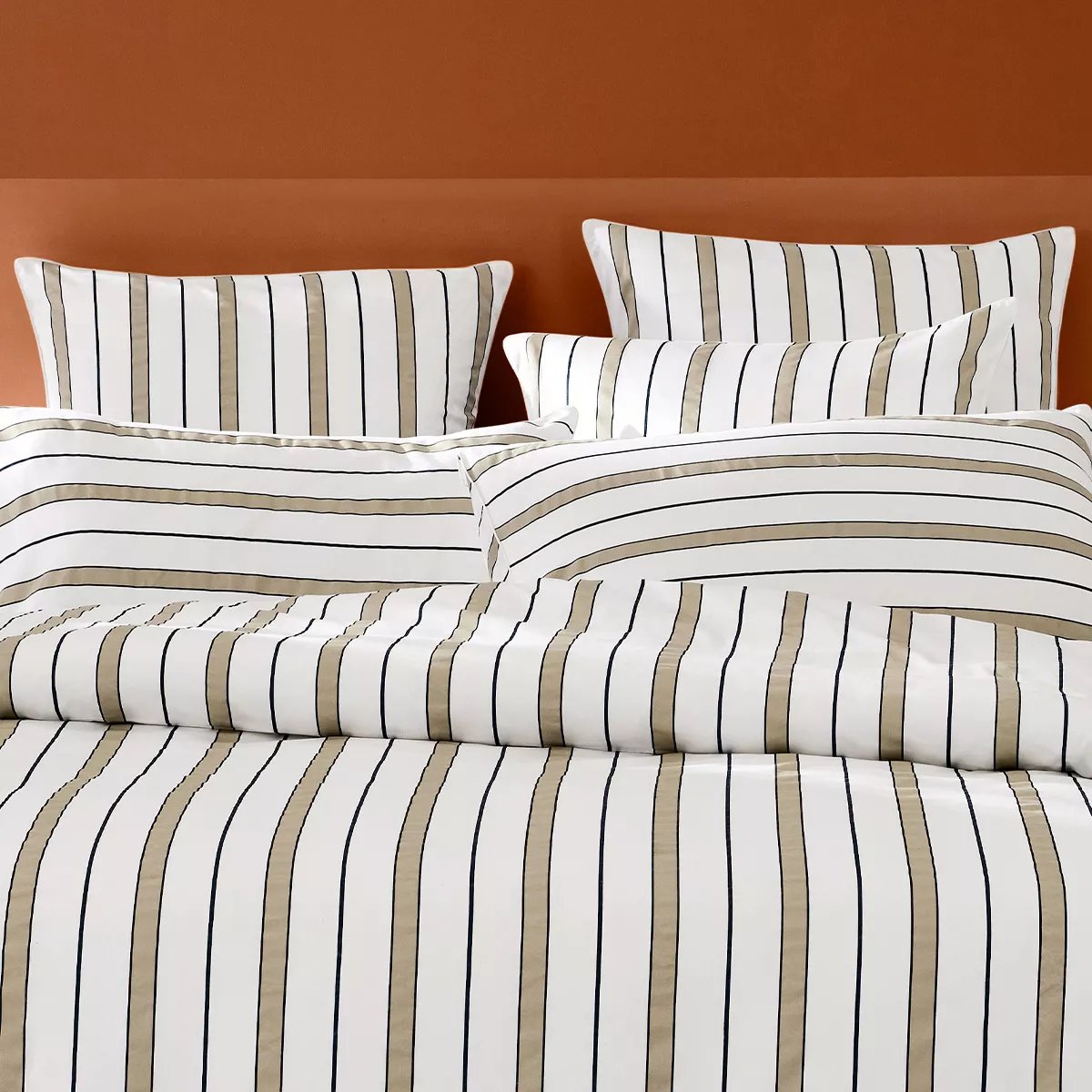 Lot de 2 taies satin de coton MARTIGUES sable, GARNIER THIEBAUT