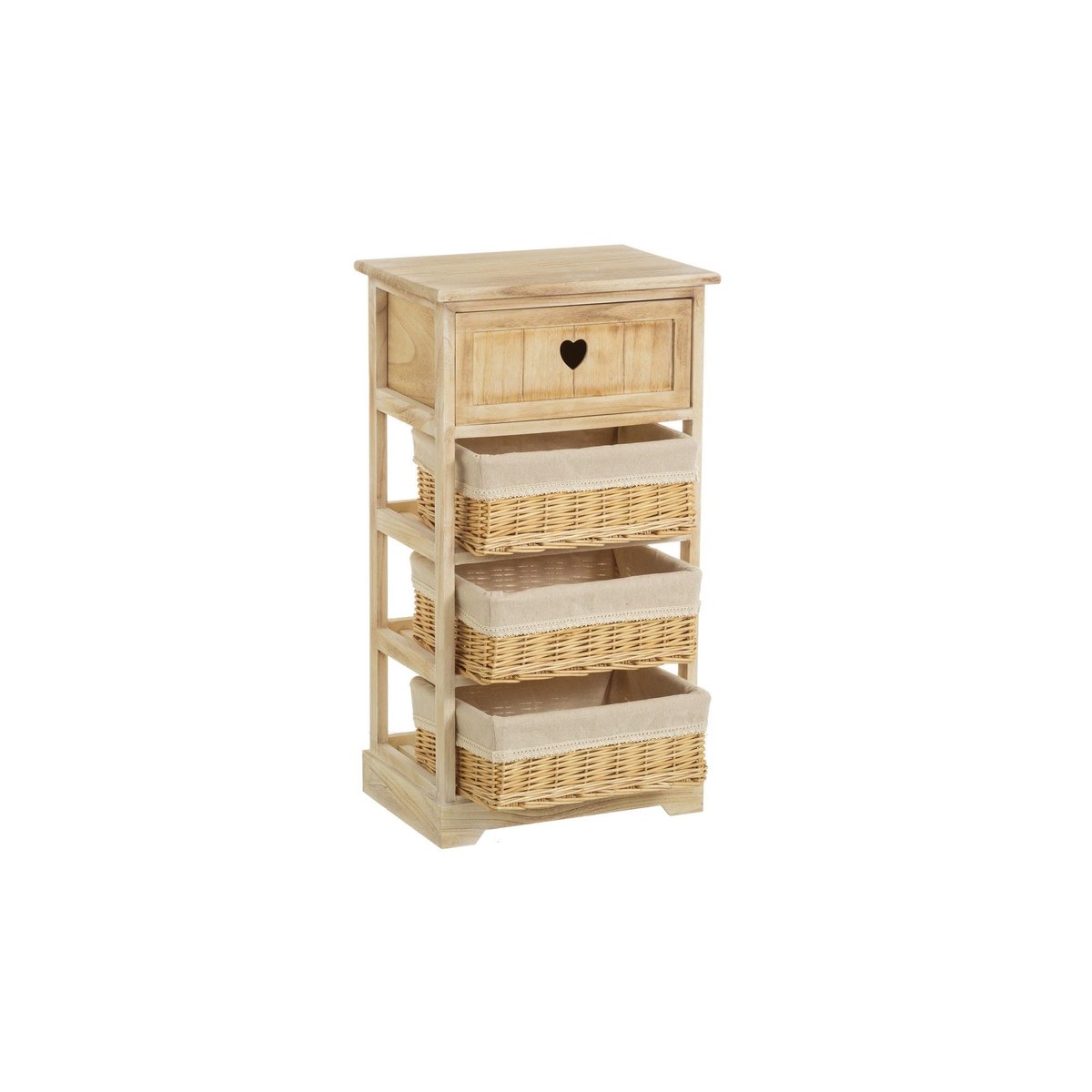 Table de Chevet en Bois 1 Tiroir + 3 Paniers Country - 40x29x73cm bois, WADIGA