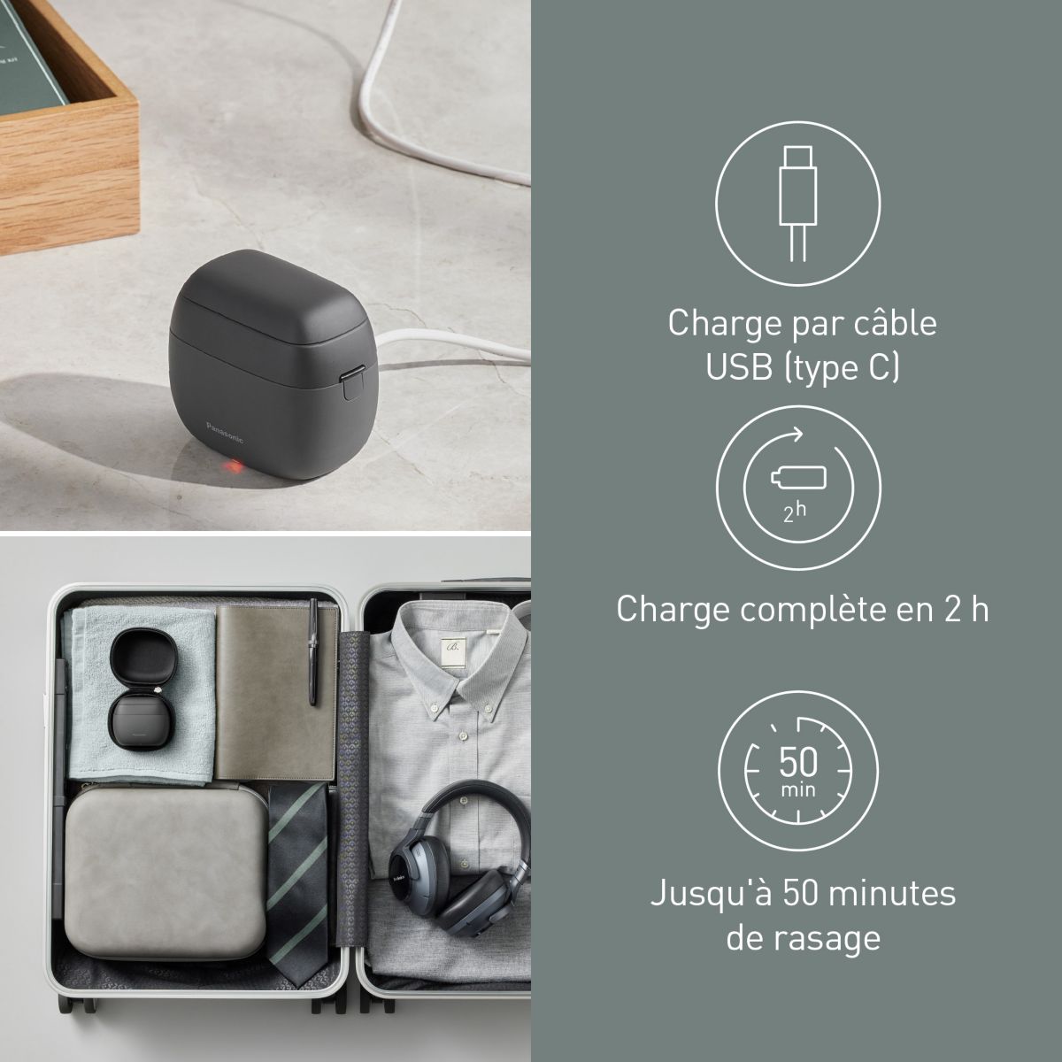 Rasoir électrique 5 lames ES-PV3B-K803 noir, PANASONIC