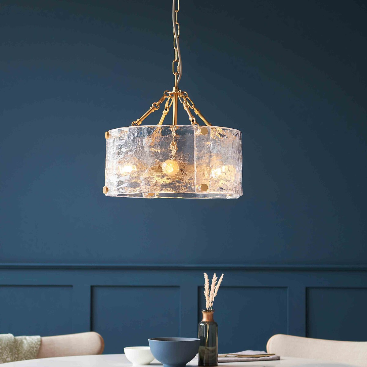 Kobe 4-Light Hammered Glass Pendant Light brass, ÉDITÉ