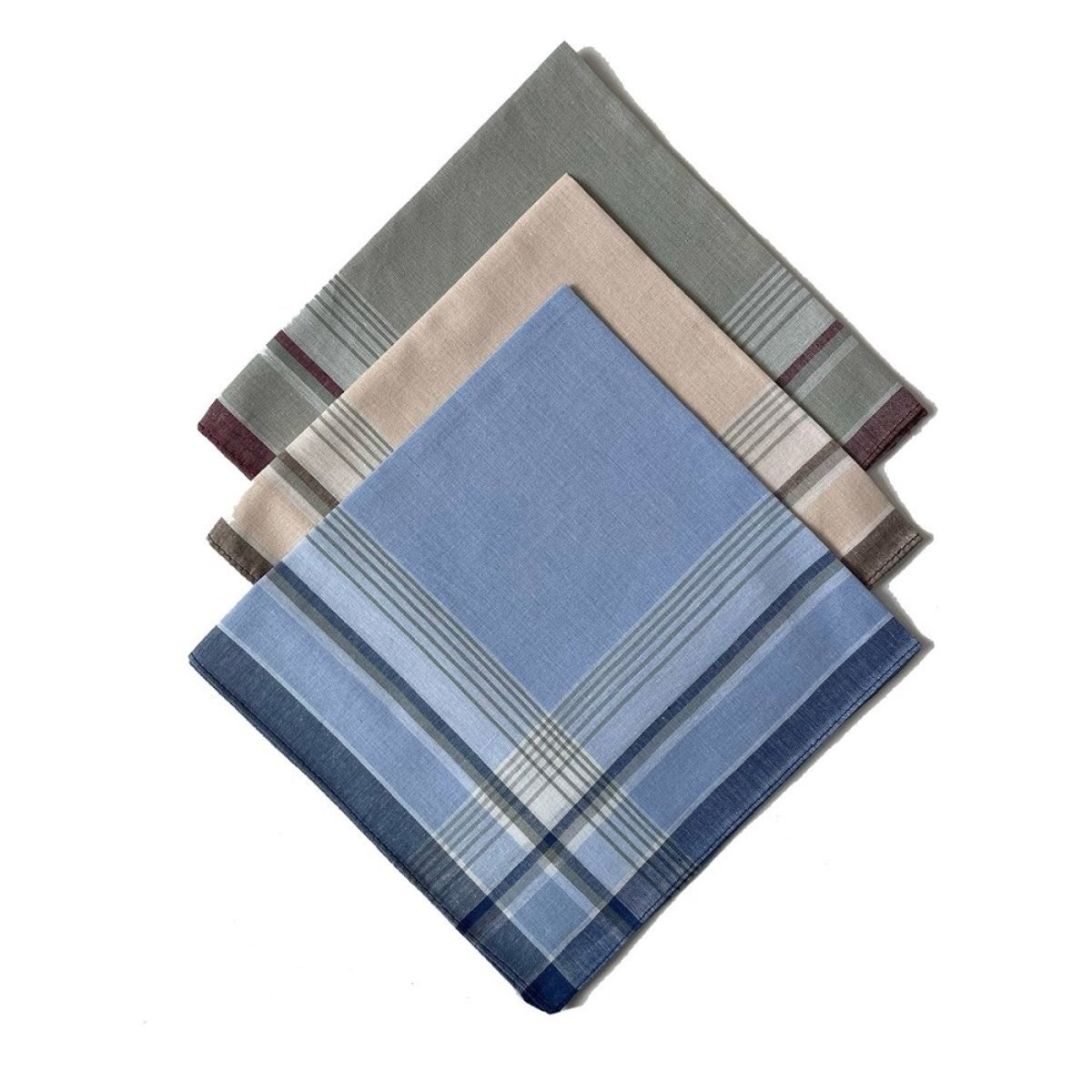 Lot de 12 mouchoirs homme couleur 40x40  100% coton bleu, DECORATIE