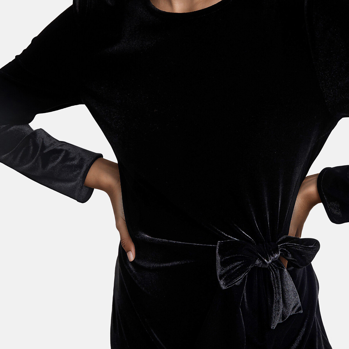 Robe longue, manches longues, en velours avec nœud noir, LA REDOUTE COLLECTIONS