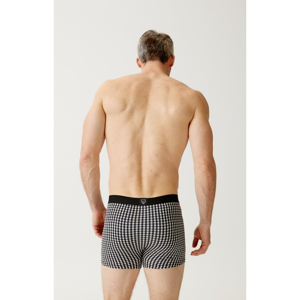 Boxer en coton imprimé Vichy noir, ARTHUR