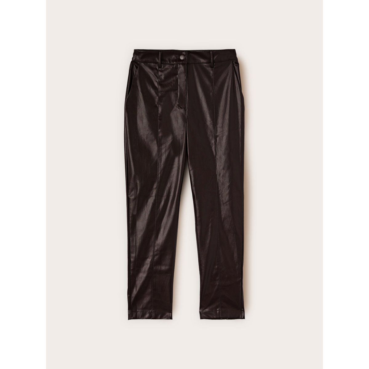 Pantalon slim fit en tissu enduit marron, MOTIVI
