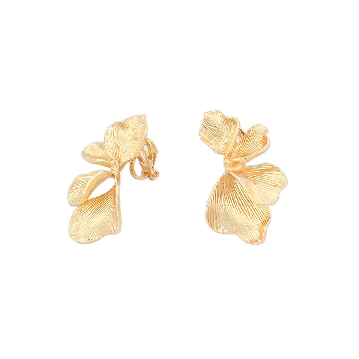 Boucles d'oreilles clip - demi feuilles dorées doré, BALABOOSTE