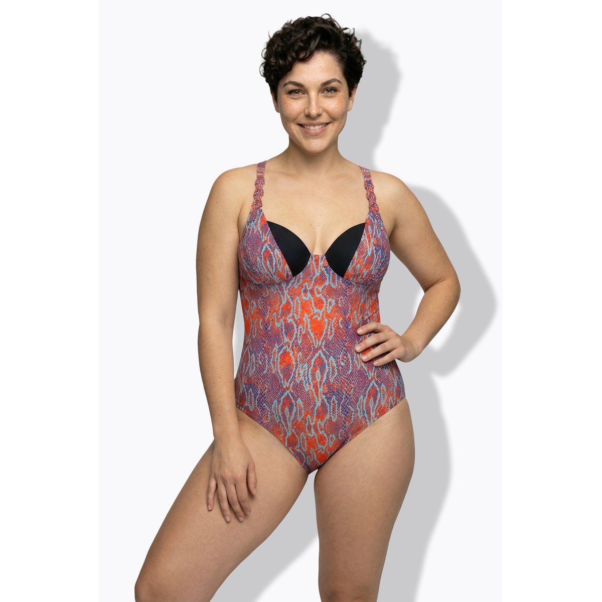 Maillot de bain avec armatures et coques orange, ULLA POPKEN