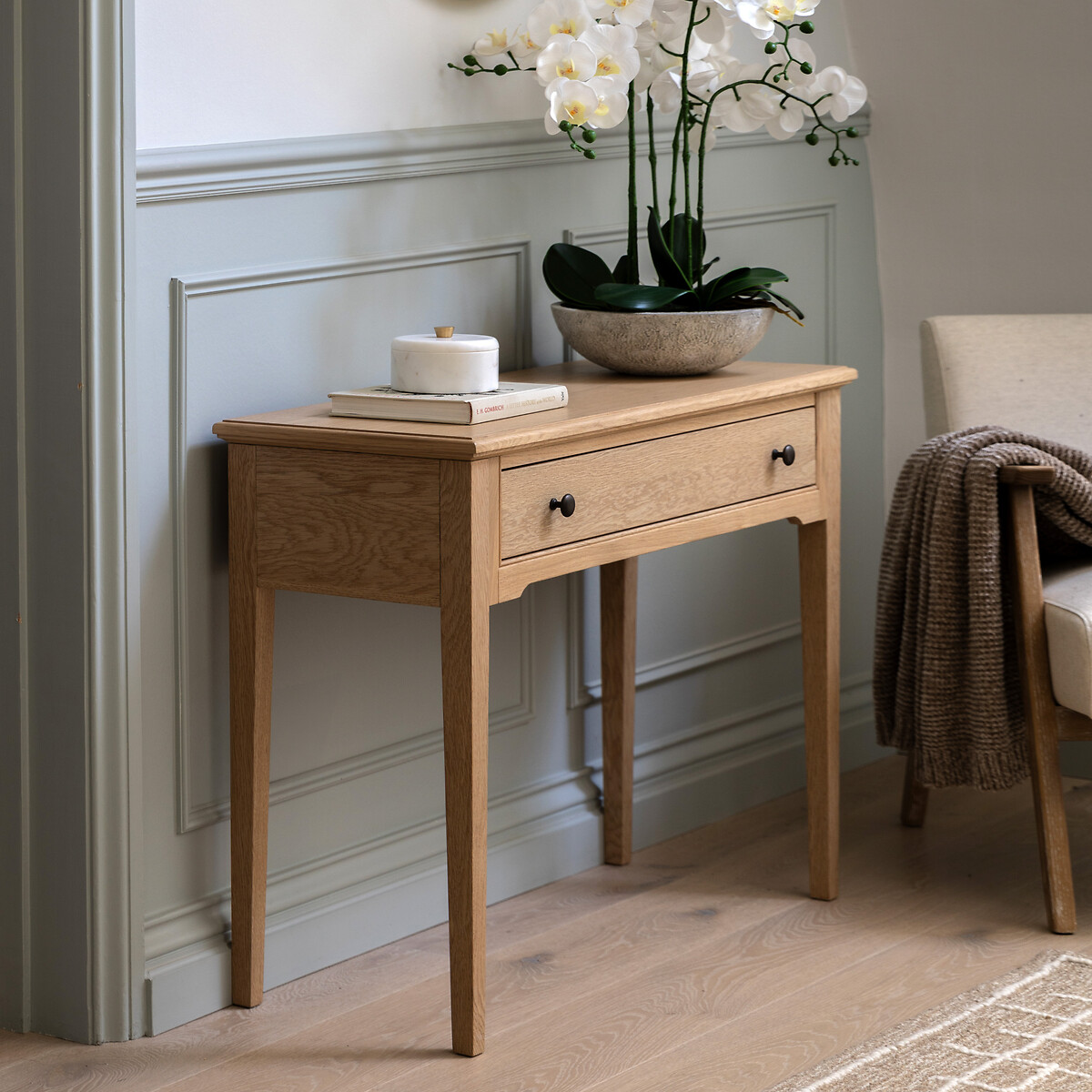Harriet Oak 1 Drawer Console Table light oak wood, SO'HOME