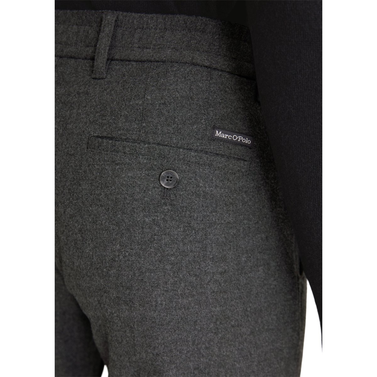 Pantalon modèle Osby Jogger pleats tapered en laine vierge et viscose mélangées noir, MARC O'POLO