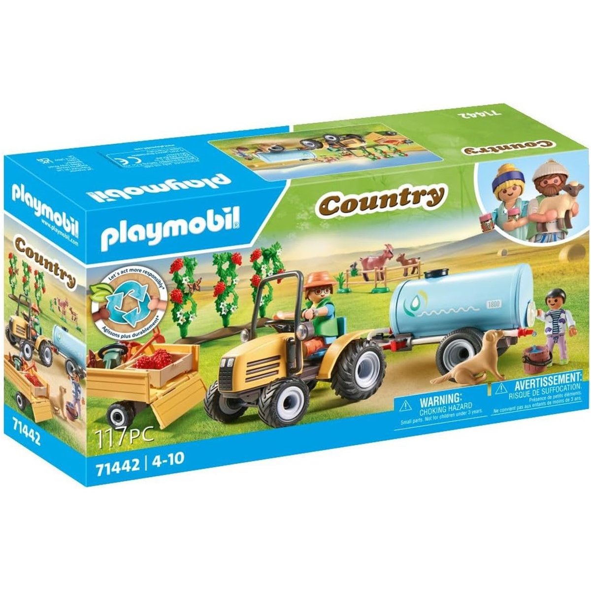 Fermier avec Tracteur et citerne multicolore, PLAYMOBIL