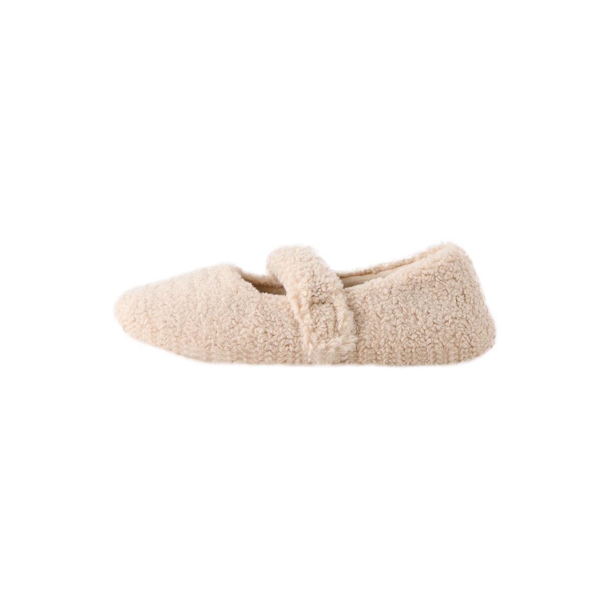 Chaussons ballerines en peau lainée naturel, NEXT