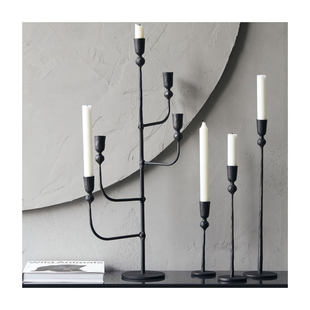 Bougeoir Trivo h 18 cm noir, HOUSE DOCTOR
