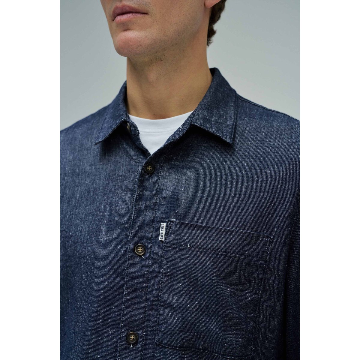 CHEMISE EN LIN bleu foncé, SALSA JEANS