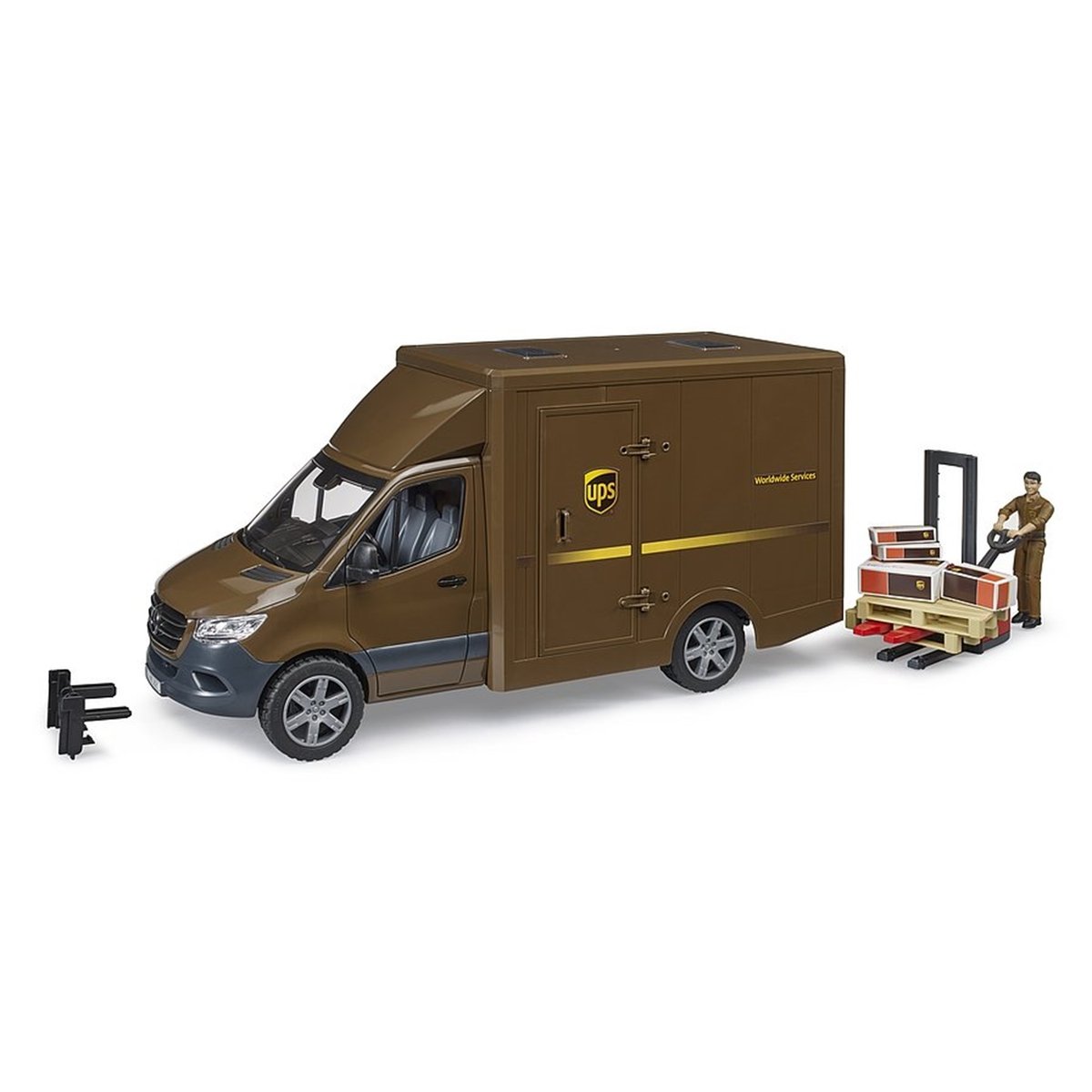Camion UPS Mercedes Benz Sprinter avec conducteur et accessoires v019845, BRUDER