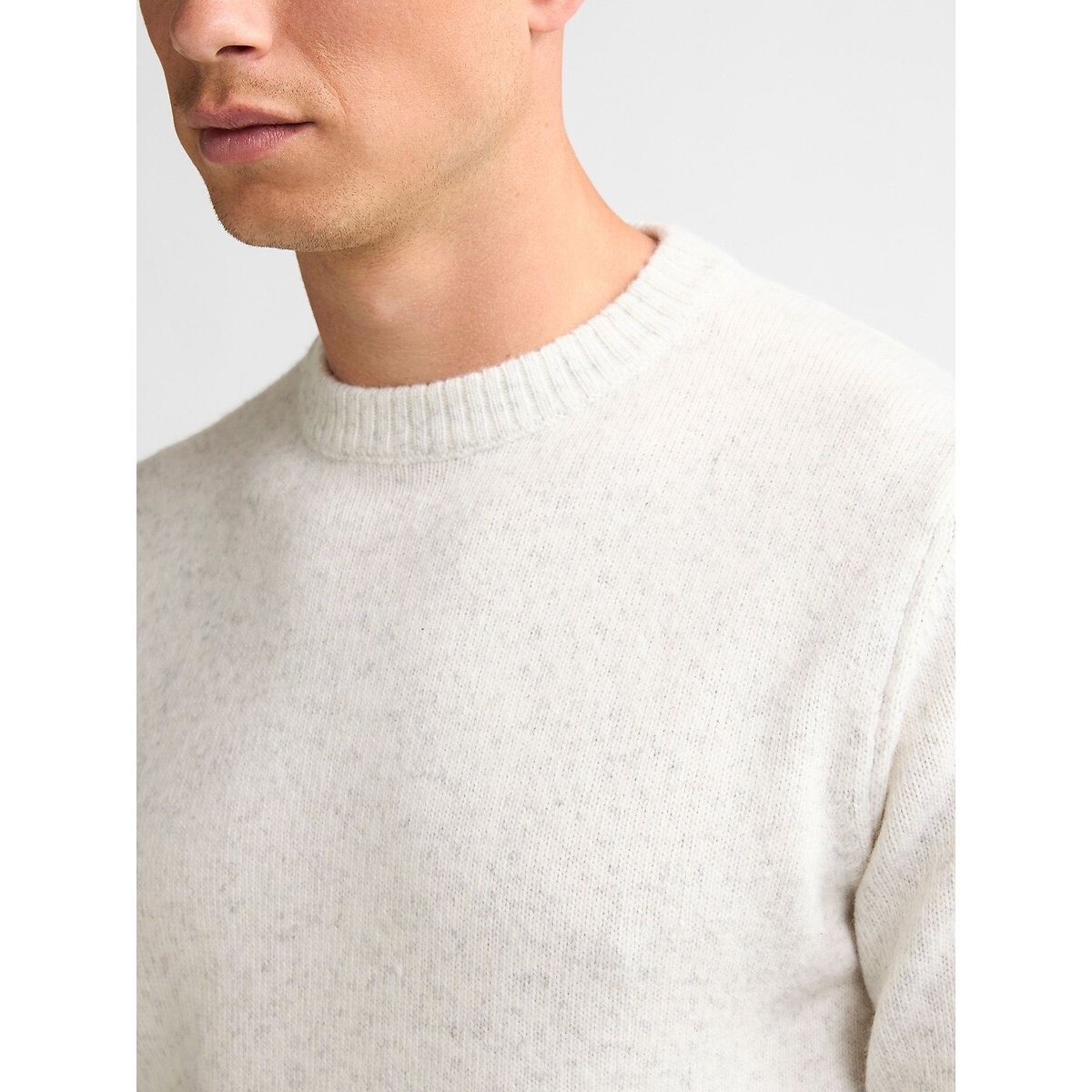 Pull col rond en fine maille ecru chiné, PETROL INDUSTRIES