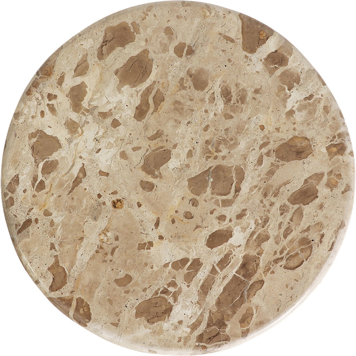 Table d'appoint bois de manguier et marbre marron et beige, RECOLLECTION