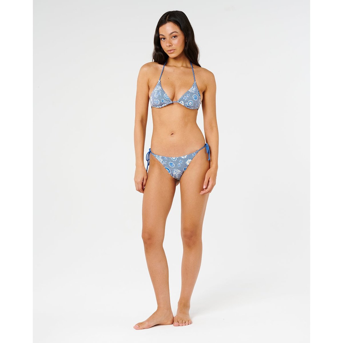 Haut de maillot de bain triangle coulissant Catalina WAVES bleu vintage, RIP CURL