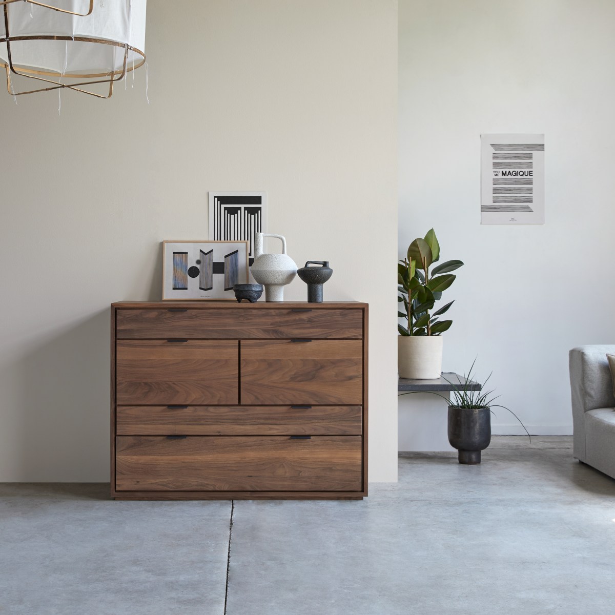 Commode en Noyer massif, SENSON marron, TIKAMOON
