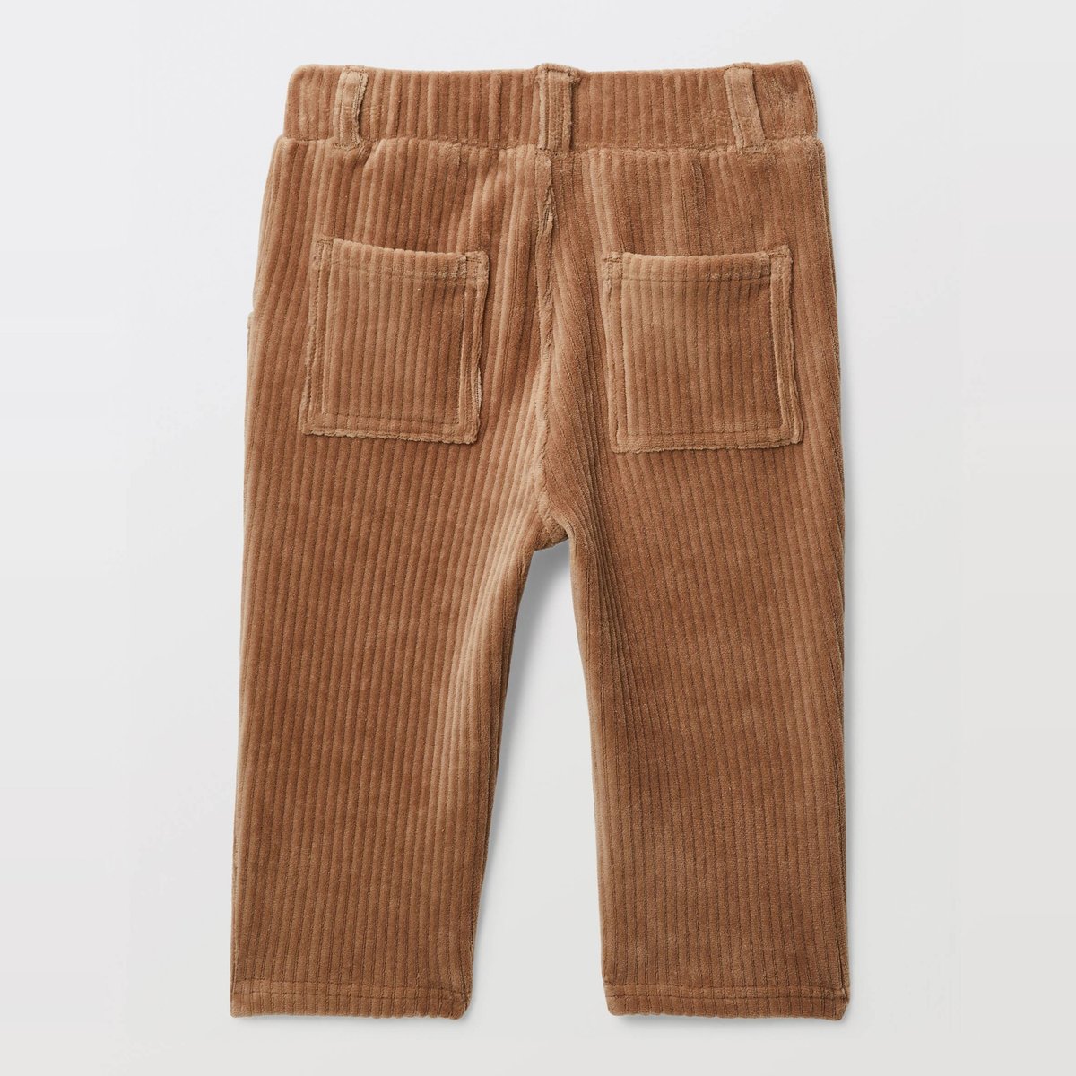 Pantalon taille élastique uni en velours maille contenant du coton jute, BOUT'CHOU