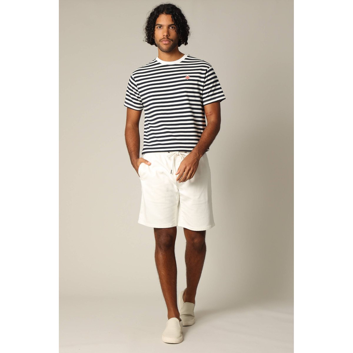 Short en maille denim avec taille élastiquée et finition garment wash TULINO natural, DEELUXE