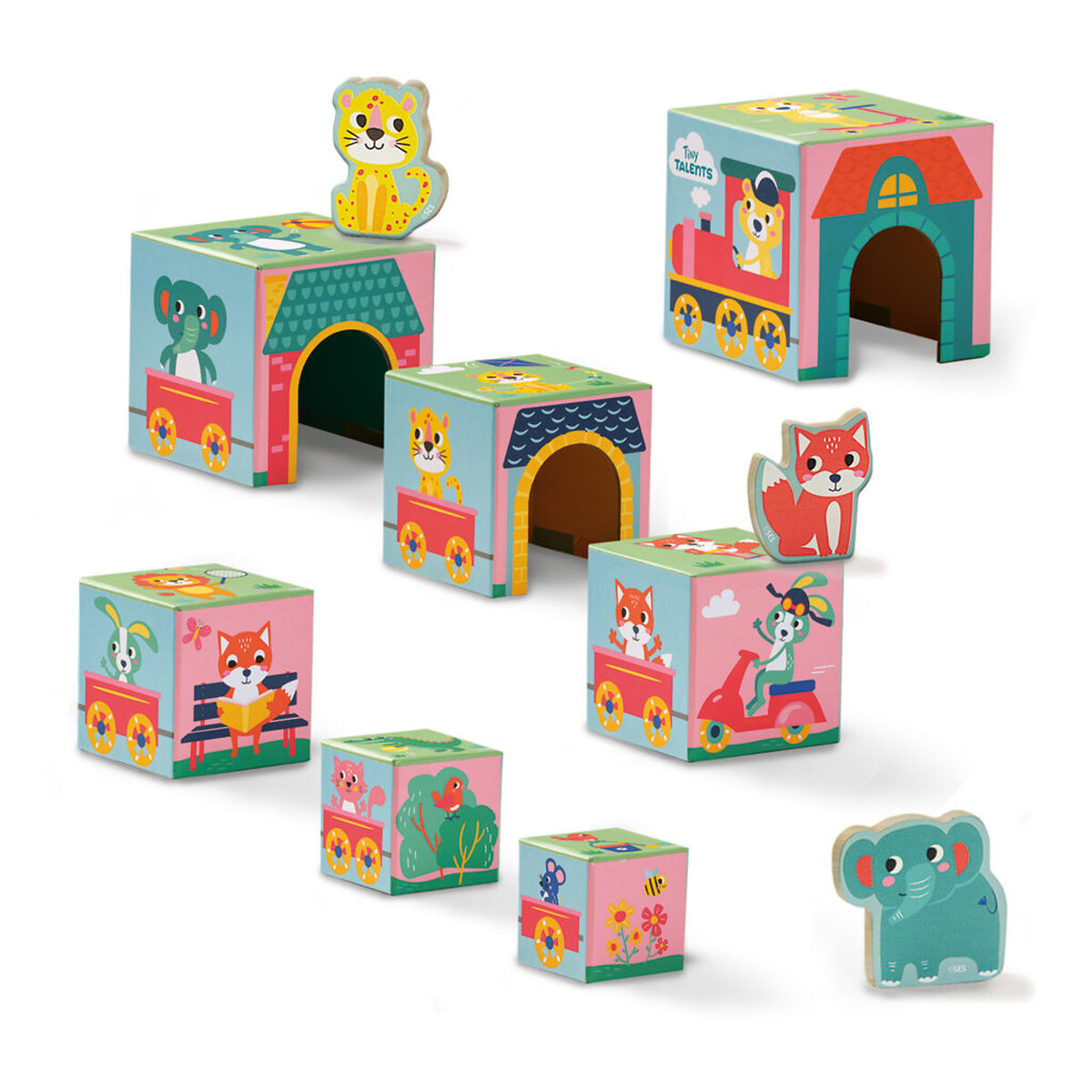 Brinquedo "Torre de empilhar com animais", SES multicolor, SES