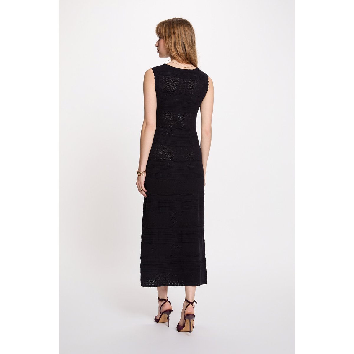 Robe tricot longue ajustée bleu marine, MORGAN