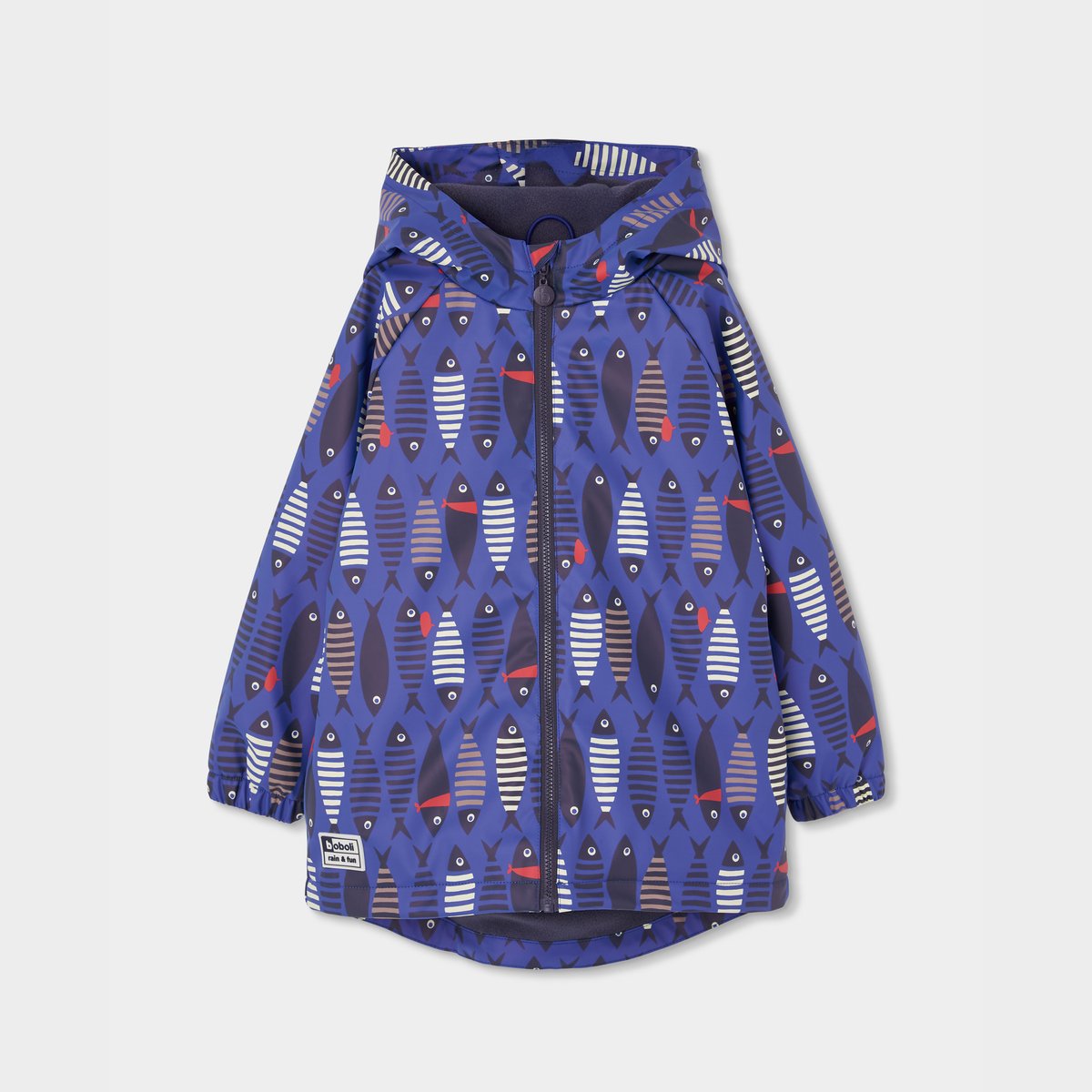 Imperméable imprimé poissons à capuche multicolore, BOBOLI