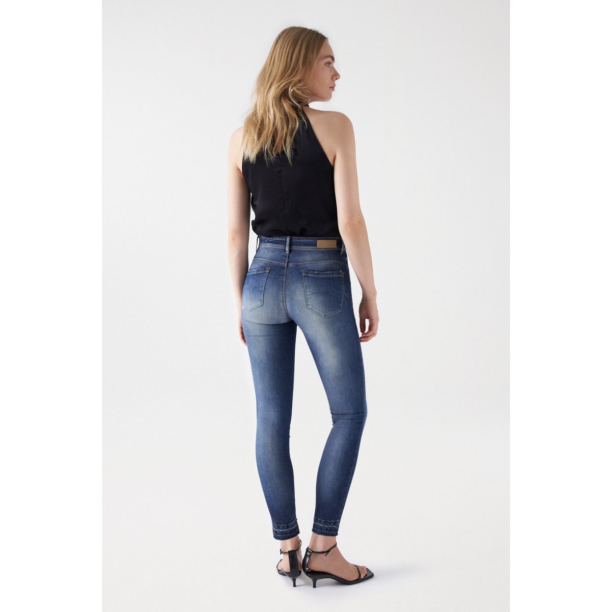 JEAN FAITH PUSH IN CROPPED SKINNY bleu foncé, SALSA JEANS
