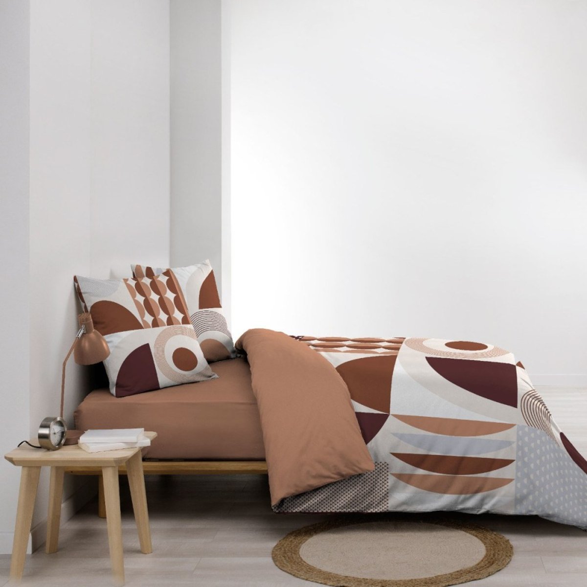 Housse de couette 260x240 + 2 taies TERRACOTTA 100% coton terracotta, DECORATIE