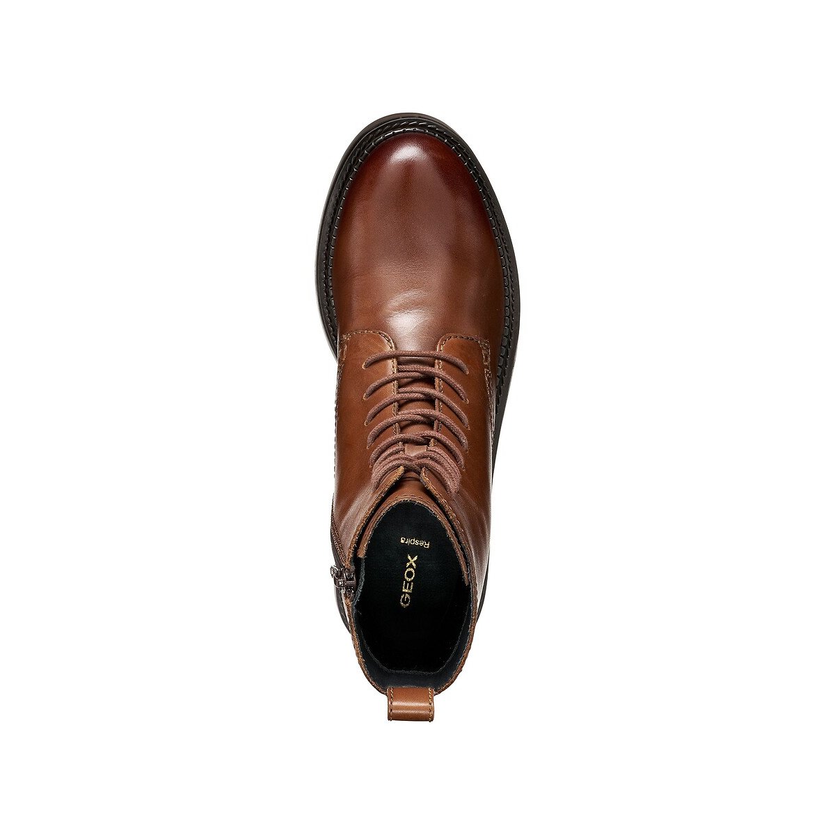 Bottines respirantes à lacets en cuir Serilda marron foncé, GEOX