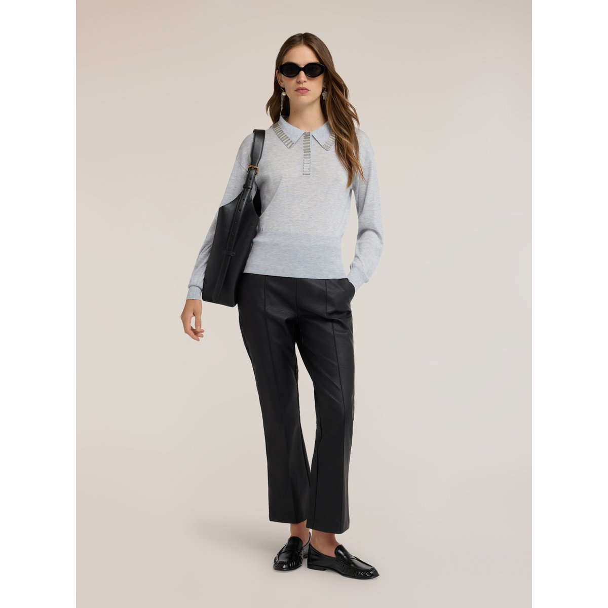 Pantalon kick flare nervuré noir, MOTIVI