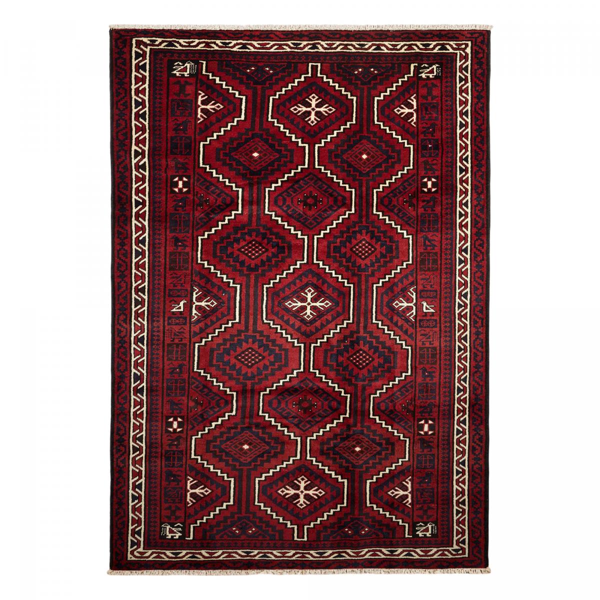 Tapis d'orient, motif oriental, noué main en laine, LORI 8 rouge, crème, noir, UN AMOUR DE TAPIS