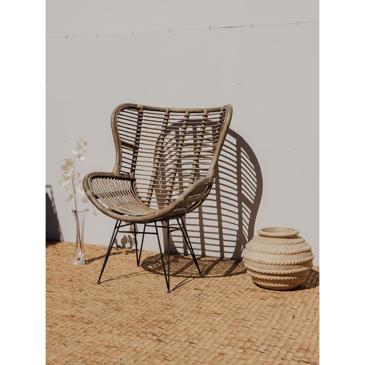 Fauteuil en osier Ernest N°871 - Bon état gris, DEBONGOUT