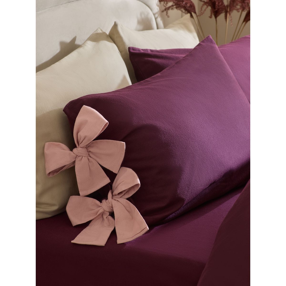 Parure housse de couette coton brossé bordeaux, NEXT