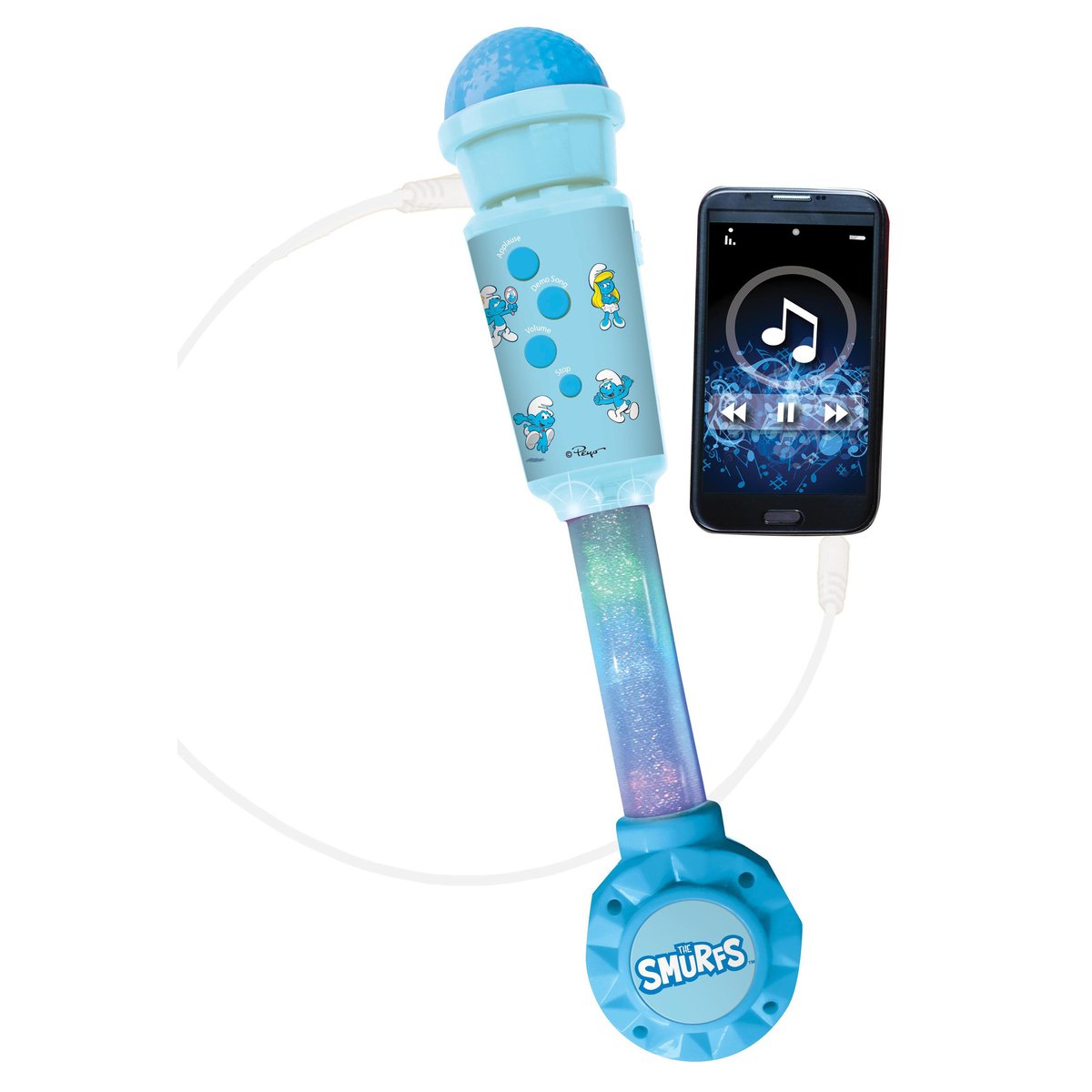 Microphone Schtroumpfs avec tube lumineux et enceinte bleu, LEXIBOOK