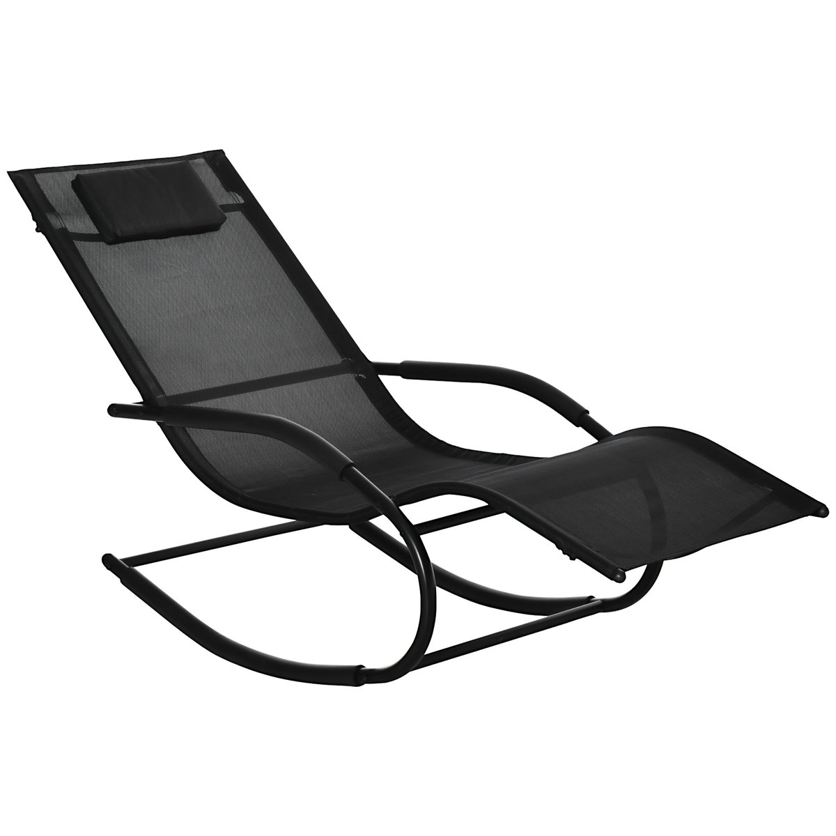 Fauteuil à bascule Textilène Noir noir, OUTSUNNY